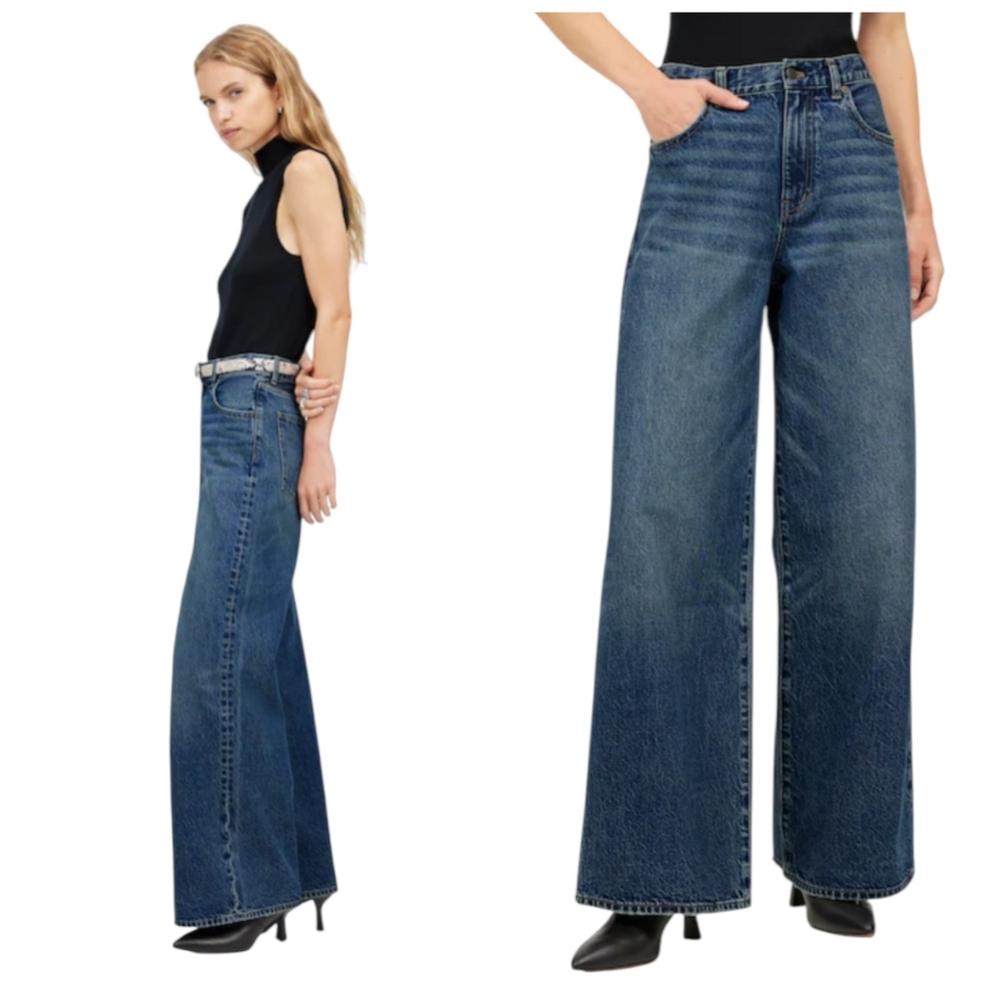 Madewell Superwide Leg High Rise Jeans Size 25 Medium Wash Wide Leg Denim  J1794 - Picture 8 of 11